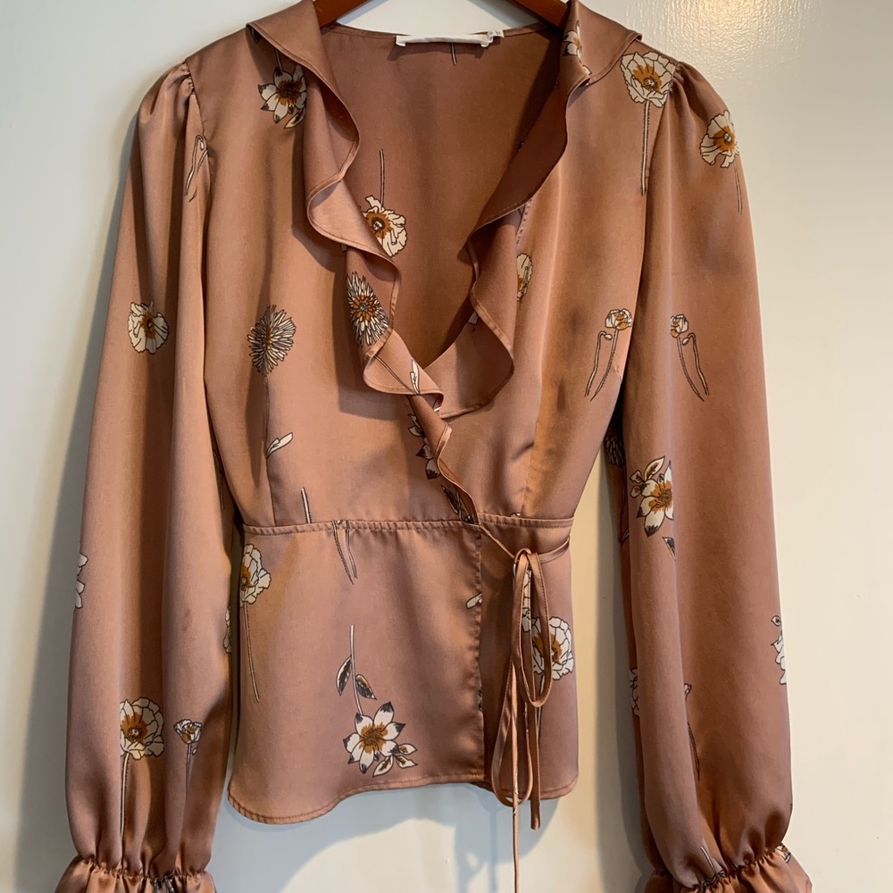 ASTR the label floral wrap blouse